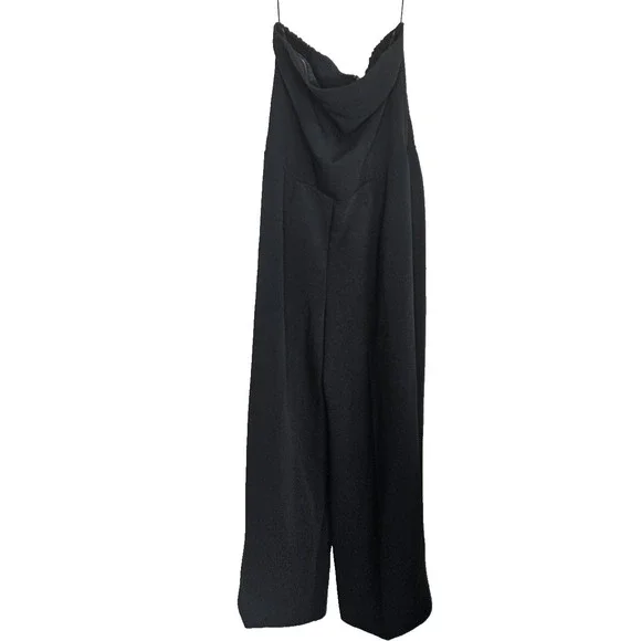 Abercrombie & Fitch Jumpsuit Women's LT Black Wide Leg Cowl Neck Spaghetti Strap - Picture 1 of 7